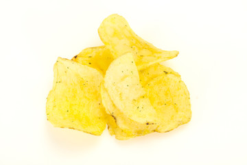 Natural potato salted chips heap