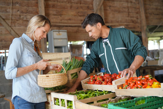 Farmer selling products directly fom the farm