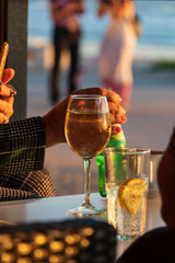 Some drinks in a bar