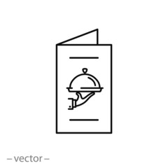 menu restaurant icon, thin line symbol on white background - editable stroke vector illustration eps 10