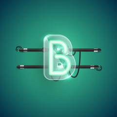Realistic neon B character with plastic case around, vector illustration © Sebestyen Balint