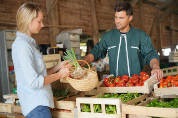 Farmer selling products directly fom the farm