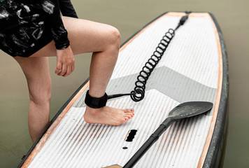 SUP / Stand up Paddle Board Get ready . Surfboard and paddle with Ankle Leash Rope Coiled Stand Up...