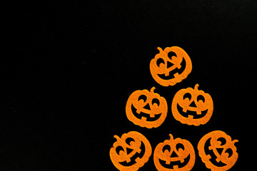 Halloween pattern. Pumpkin scary orange decoration isolated on b