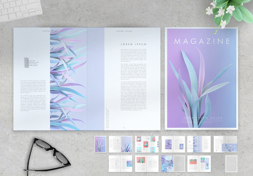 Minimal Magazine Layout with Plant Elements