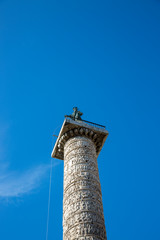 Column of Marcus Aurelius on Piazza Colonna in the center of Rome