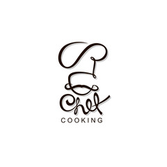 abstract black chef icon isolated on white background