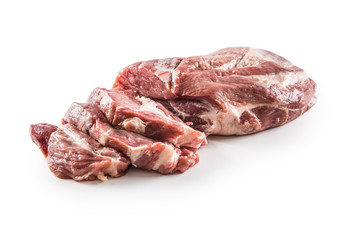 Pork neck raw meat isolated on white background
