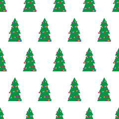 Seamless pattern with green Christmas tree