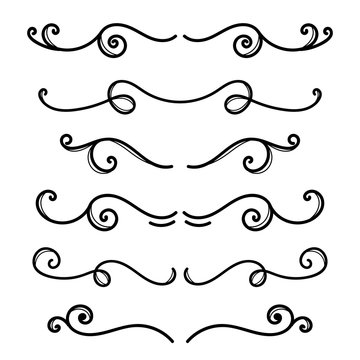 Set of hand drawn text dividers. For poster, card, banner, flyer. Vector illustration