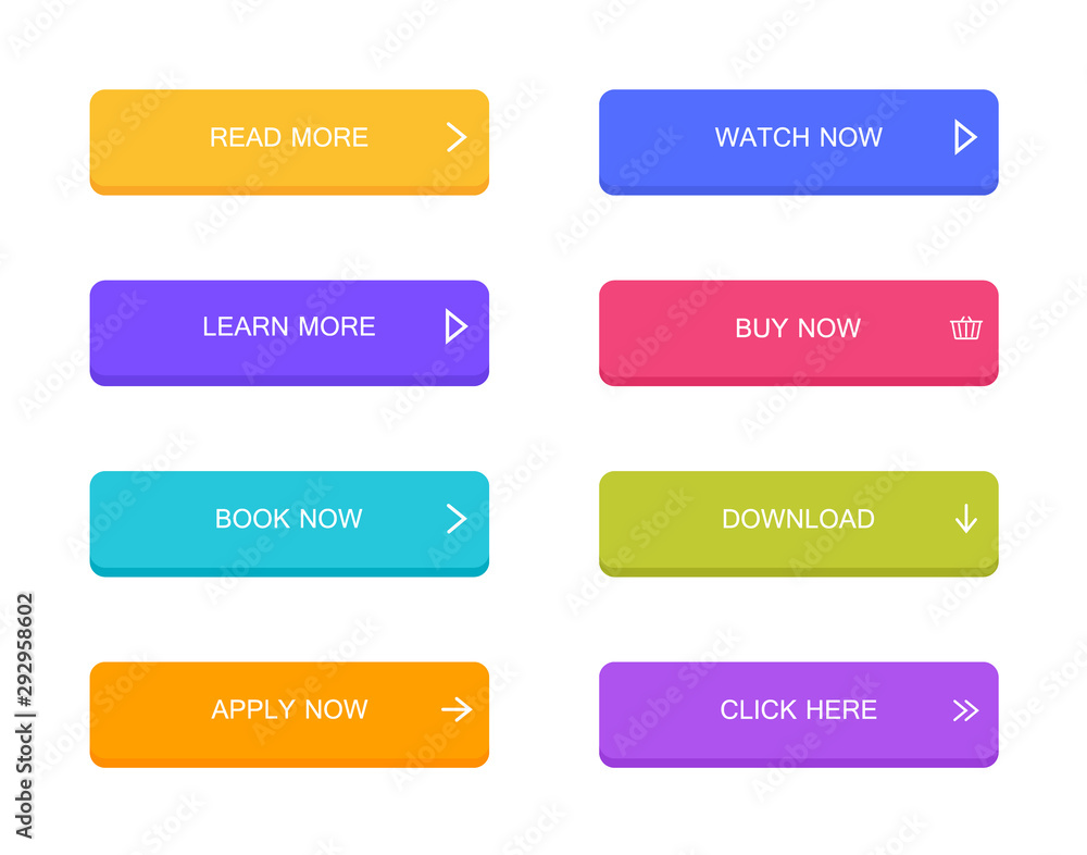 Poster set of modern material style buttons for website, mobile app and infographic . different gradient co