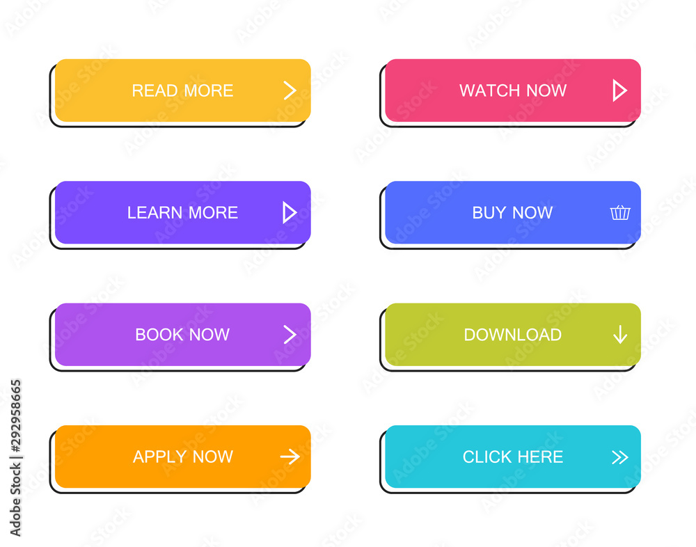 Poster set of modern material style buttons for website, mobile app and infographic . different gradient co