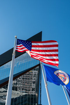 Flags Flying By U.S. Bank Stadium