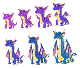 dragons of different ages, vector
