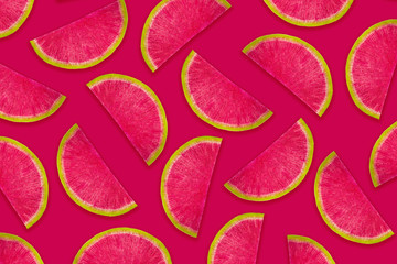 ​​watermelon radish - vegetable food pattern on a pink isolated background