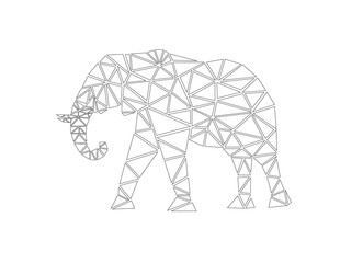 elephant triangles contour vector illustration isolated