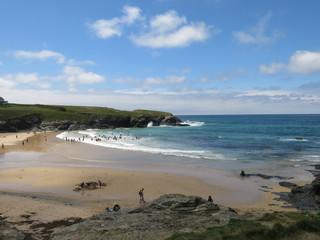 Treyaron beach form the YHA at the start of a surfing day