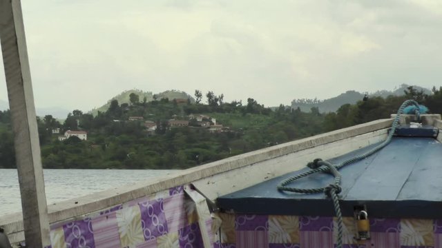 Beautiful view on a boat trip on lake Kivu during Rwanda travel in Africa