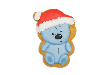 gingerbread cookie funny teddy bear in christmas hat