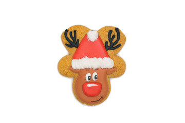gingerbread cookie funny deer in christmas hat