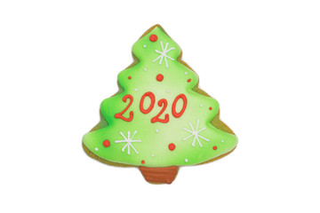gingerbread cookie christmas tree isolated on white background