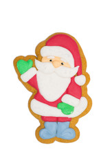 Santa Claus gingerbread cookie isolated on white background