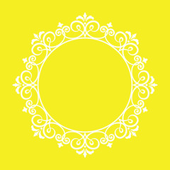 Decorative frame Elegant vector element for design in Eastern style, place for text. Floral yellow border. Lace illustration for invitations and greeting cards