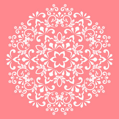 Obraz premium Damask graphic ornament. Floral design element. Pink vector pattern