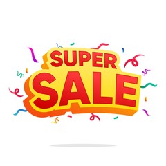 Super sale banner template design isolated on white background, stock vector