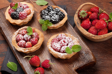 Set of cakes with berries