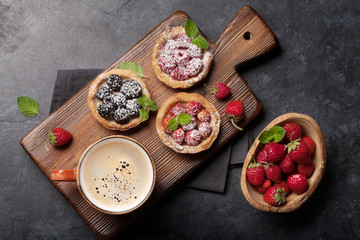 Set of cakes with berries