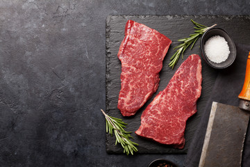 Raw marbled beef steak