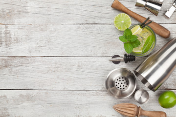 Cocktail utensils. Set of bar tools