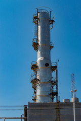 Column for the production of hydrocarbons at a plant in Siberia. Front view.