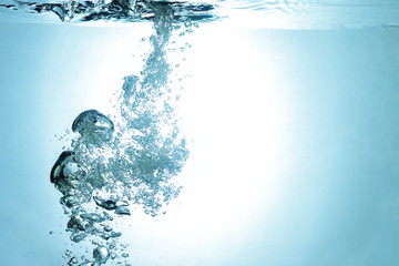 fresh water splash with air bubbles water