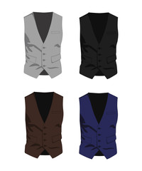 classic waistcoat different colors set