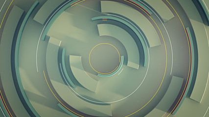 Rotating circle elements 3D rendering illustration