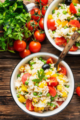 Cold summer salad with rice