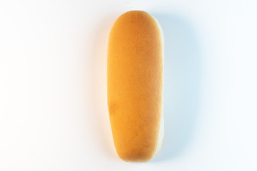 Hot dog bun or bread on white background. Top view.