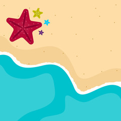 Fototapeta na wymiar Beach landscape with sand and sea - Vector illustration