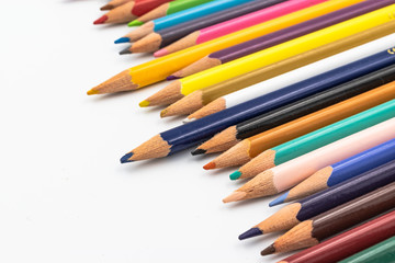 Fototapeta premium Color pencils isolated on white background in a row