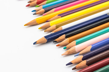 Fototapeta premium Color pencils isolated on white background in a row