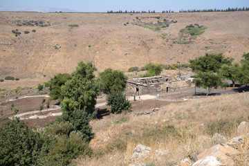 Fototapeta na wymiar Ancient synagogue Umm el Kanatir in Golan Heights, Israel