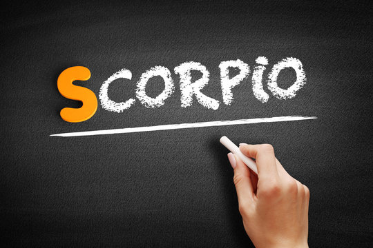 Scorpio text on blackboard, concept background