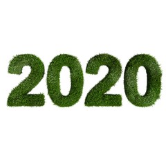 2020 grass numbers isolated on white