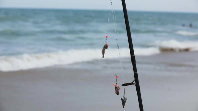 Salt water surf fishing at the beach