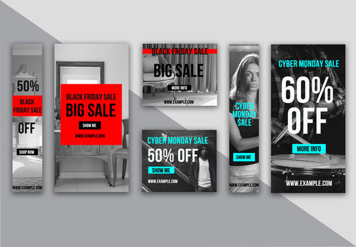 Web Banners Set with Colorful Accents