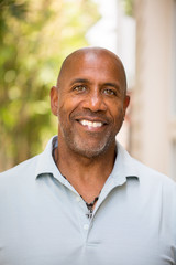 Fototapeta premium Portrait of a happy mature African American man smiling.
