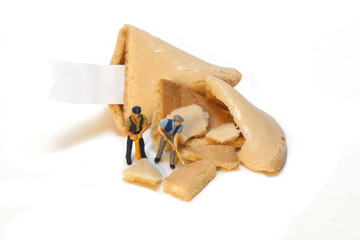 Fototapeta premium Worker in front on the front of an fortune cookie
