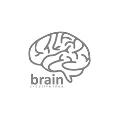 Brain Logo design vector template. Brainstorm think idea Logotype concept icon.